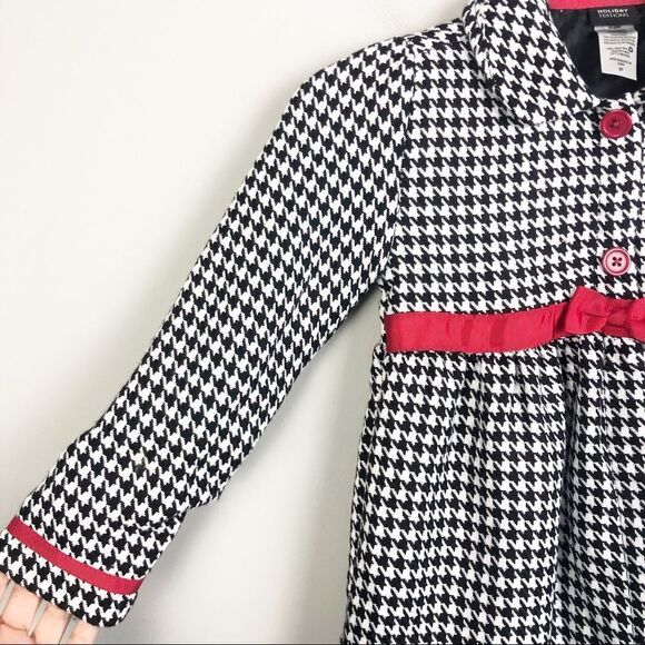 HOLIDAY EDITIONS | Girls Houndstooth Jacket Red Accents Black White 5T - Picture 3 of 7